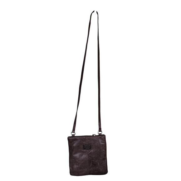Fossil Chocolate Brown Leather Crossbody Purse Classic Slim 8x8 Casual Boho Chic - Picture 1 of 12